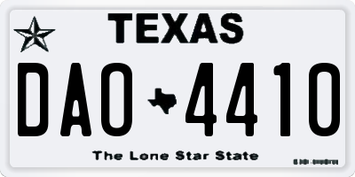 TX license plate DAO4410