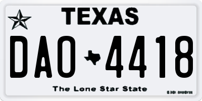 TX license plate DAO4418