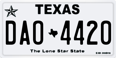 TX license plate DAO4420