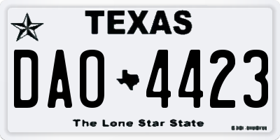 TX license plate DAO4423