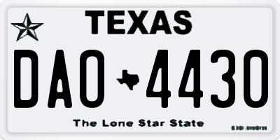 TX license plate DAO4430