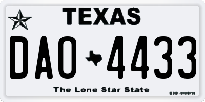 TX license plate DAO4433