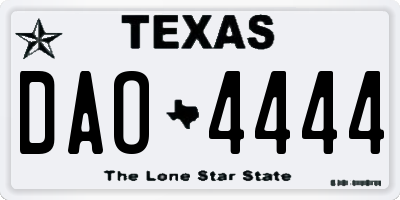 TX license plate DAO4444