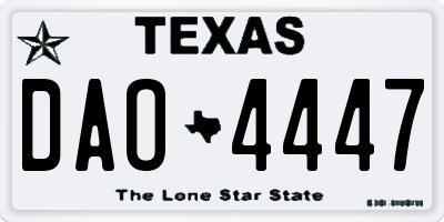 TX license plate DAO4447