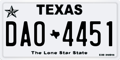 TX license plate DAO4451