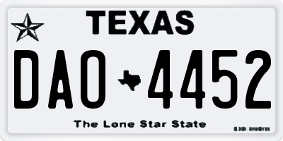 TX license plate DAO4452