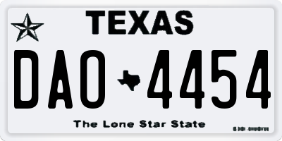 TX license plate DAO4454