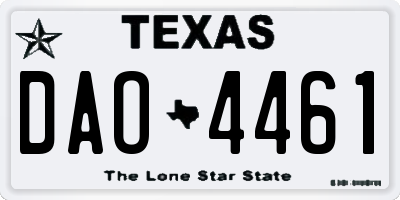 TX license plate DAO4461