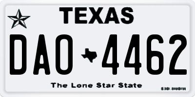 TX license plate DAO4462