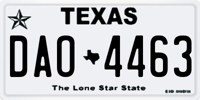 TX license plate DAO4463