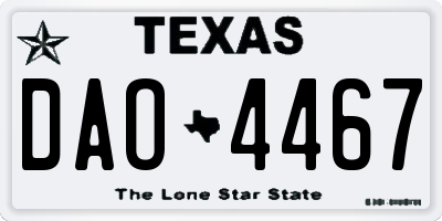 TX license plate DAO4467