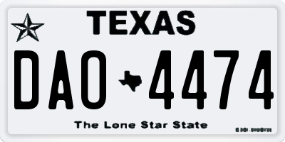 TX license plate DAO4474