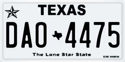 TX license plate DAO4475