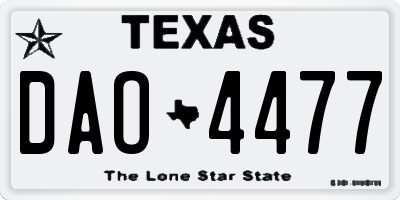 TX license plate DAO4477