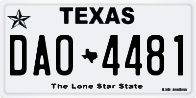 TX license plate DAO4481