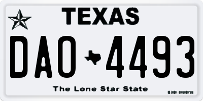 TX license plate DAO4493