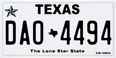 TX license plate DAO4494