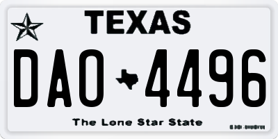 TX license plate DAO4496