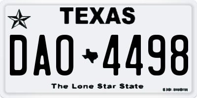 TX license plate DAO4498