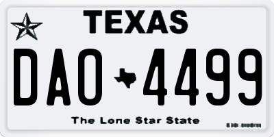 TX license plate DAO4499