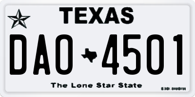 TX license plate DAO4501