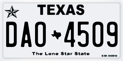 TX license plate DAO4509