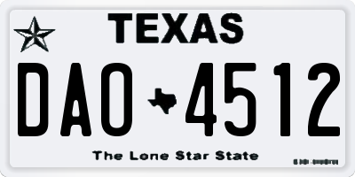 TX license plate DAO4512