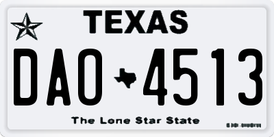 TX license plate DAO4513