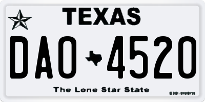 TX license plate DAO4520