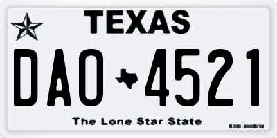 TX license plate DAO4521