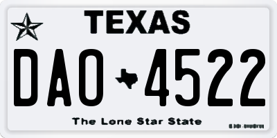 TX license plate DAO4522