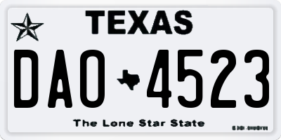 TX license plate DAO4523