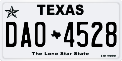 TX license plate DAO4528