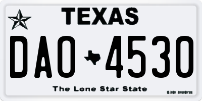 TX license plate DAO4530