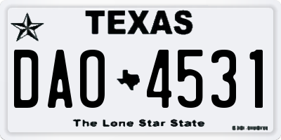 TX license plate DAO4531