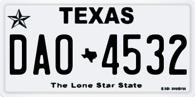 TX license plate DAO4532