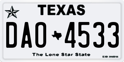 TX license plate DAO4533