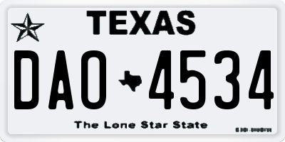 TX license plate DAO4534