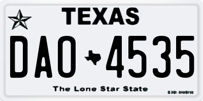 TX license plate DAO4535
