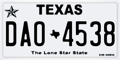 TX license plate DAO4538