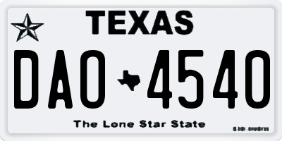 TX license plate DAO4540