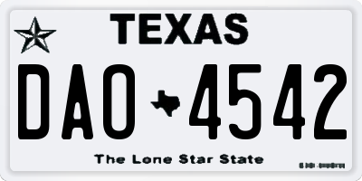 TX license plate DAO4542