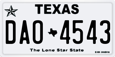 TX license plate DAO4543