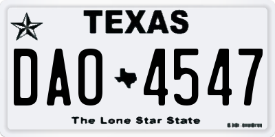 TX license plate DAO4547
