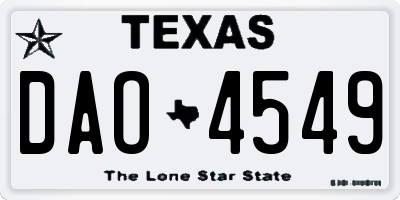 TX license plate DAO4549