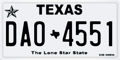 TX license plate DAO4551