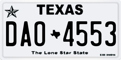 TX license plate DAO4553