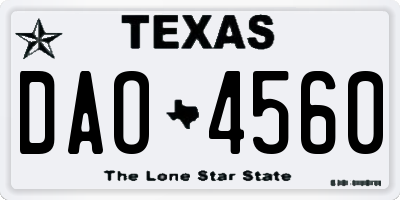 TX license plate DAO4560