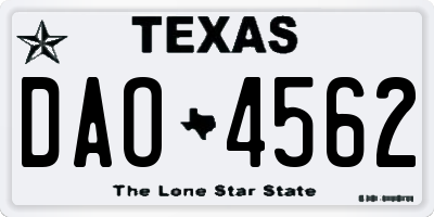 TX license plate DAO4562