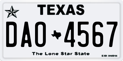 TX license plate DAO4567